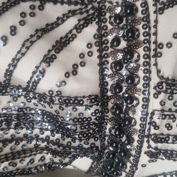 Glam Gatsby Holiday Flapper Art Deco Sequin Whimsigoth Beaded Midi Dress New - Picture 8 of 8